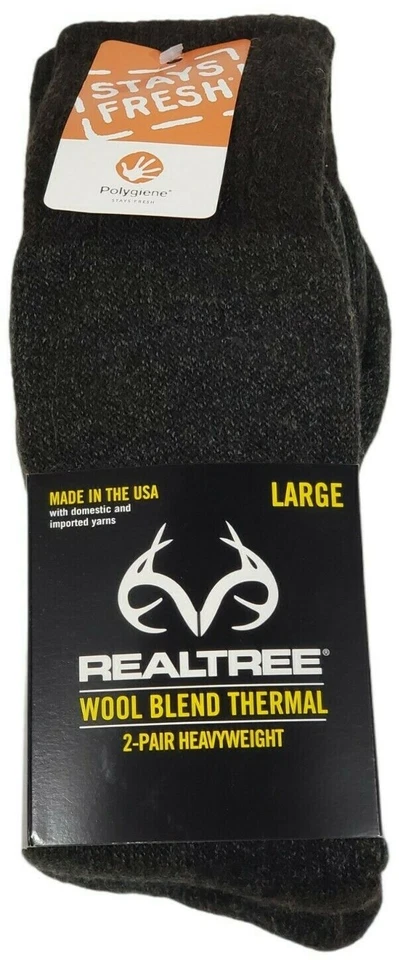 Men's Wool Blend Socks Large 9-12 Shoe Realtree® Odor Protection New - Image 1 of 4