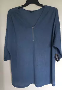 AUW Dolman top manica donna 2X blu 1/2 zip manica 3/4 NUOVO - Foto 1 di 3