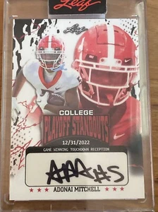 Adonai Mitchell 2022 Auto Leaf College Playoff Standouts Autograph /45  GEORGIA - Picture 1 of 4