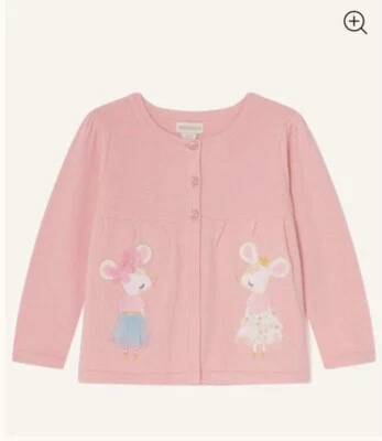 Cardigã Monsoon bebê meninas rosa mouse idade 6-12 meses *NOVO COM ETIQUETAS* - Imagem 1 de 3