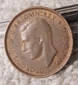 1943 Circulated Great Britain Bronze Farthing Coin , WW2 ~ United Kingdom - Picture 1 of 16