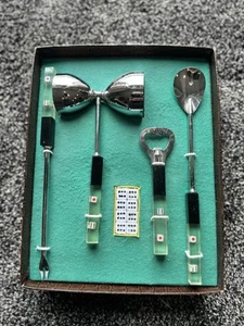 Vintage Lucite Handle Bartender Tools with Floating Dice MCM, Original Box - Picture 1 of 7