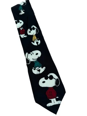 Corbata/Corbata Vintage Años 90 Novedad Snoopy 'Joe Cool' ~ Cacahuetes ~ Hecha en Seda EE. UU. Foto 1 de 4