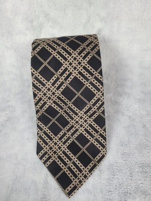 Burberry London Tie Mens One Size Black Tan Chain Link Geometric Business Dress - Image 1 of 4