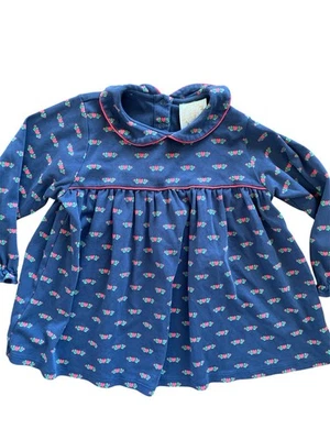 The Beaufort Bonnet Co (TBBC) EUC Blue/Red Hearts Pima Cotton Tunic-6Yrs - Image 1 of 4