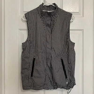 Chaleco Talbots Blanco y Negro Gingham Cremallera Frontal Foto 1 de 4