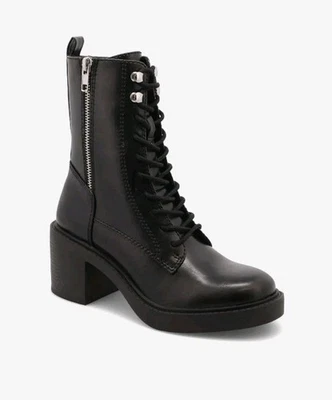 Nuevo MIA Gordy Botas de Combate Zapatos Negro Cremalleras Con Cordones Plataforma Para Mujer 9 Foto 1 de 4