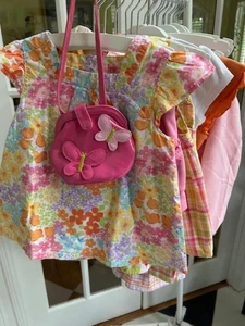 Girls Gymboree Butterfly Tops Sets Purse Pink Yellow Lime 9 pc Lot Size 5 6 - Picture 1 of 24