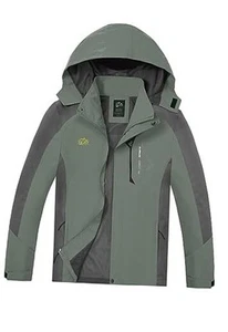 Mens Rain Jacket Waterproof with Hooded Hiking Coat Lightweight Windbreaker - Picture 1 of 8