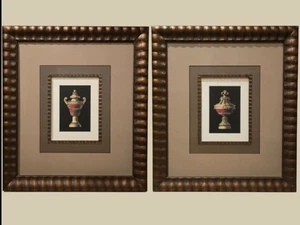 Neoclassical Urn Prints Pair – 20th Century Color Art in Ebonized Frames - Picture 1 of 11