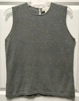 Suéter Esquinero Informal Para Mujer L Grande Mezcla Seda Cachemira Sin Mangas Gris De Colección Foto 1 de 4