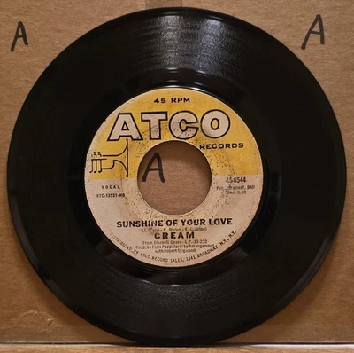 Cream: Sunshine Of Your Love/ SWLABR - Atco 45rpm Vinyl Record Foto 1 de 2