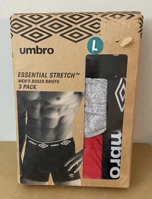 Cuecas boxer elásticas essenciais masculinas Umbro novas com etiquetas 3 pares grandes - Imagem 1 de 2
