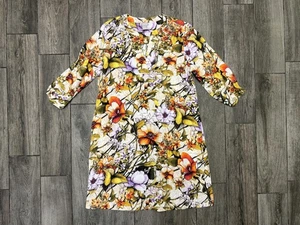 Chico's Dress Womens 2 12/14 Multicolor Linen Floral 3/4 Sleeve Shift Tunic - Picture 1 of 6