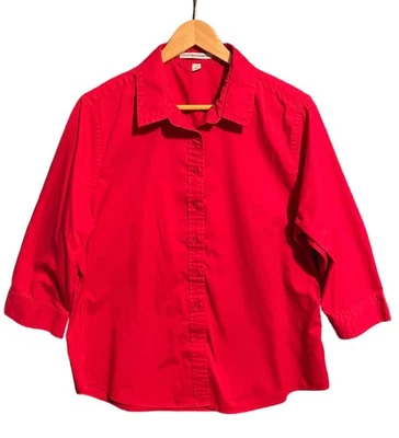 Top para mujer Port Authority XL con botones rojo manga larga carrera occidental suave Foto 1 de 3