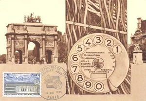 Maximum Card FDC France Central Telephone Tuileries 1973 - Picture 1 of 2