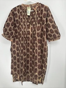 New Jaded Gypsy Printed Cotton Tunic, One Size Hi-Low V-neck Top - Picture 1 of 5