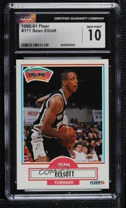 1990-91 Fleer Sean Elliott #171 CGC 10 Gem Mint Rookie RC - Picture 1 of 3