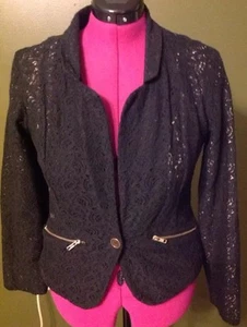 Chaqueta de nailon American Rag de encaje negro algodón sobre desnudo talla grande para mujer - Imagen 1 de 7