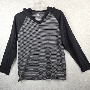 B2 Original Blends XL T-Shirt mit Kapuze gestreift schwarz, grau weiß - Bild 1 von 7