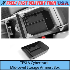 Tesla Cybertruck Armrest Mid-Level Box Storage Organizer ABS Material Accessory - Picture 1 of 9