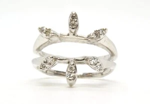 Anillo de oro blanco de 14 k de corte único de 1/10 quilates con inserción de diamantes para dama - Imagen 1 de 6