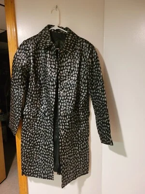 Womens leather coat size M Animal print black grey white wore once Cooper key - Image 1 of 4