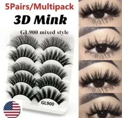 5 PAIRS Mixed Mink Lashes Eyelashes 3D WSP Eyelash Extension Makeup - Image 1 of 2