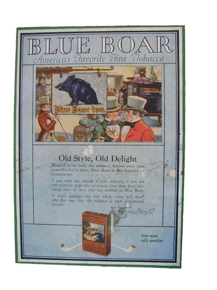 Blue Boar America's Favorite Fine Pipe Tobacco 1926 6x8 Vintage IMPRESIÓN ANUNCIO 67 Foto 1 de 1