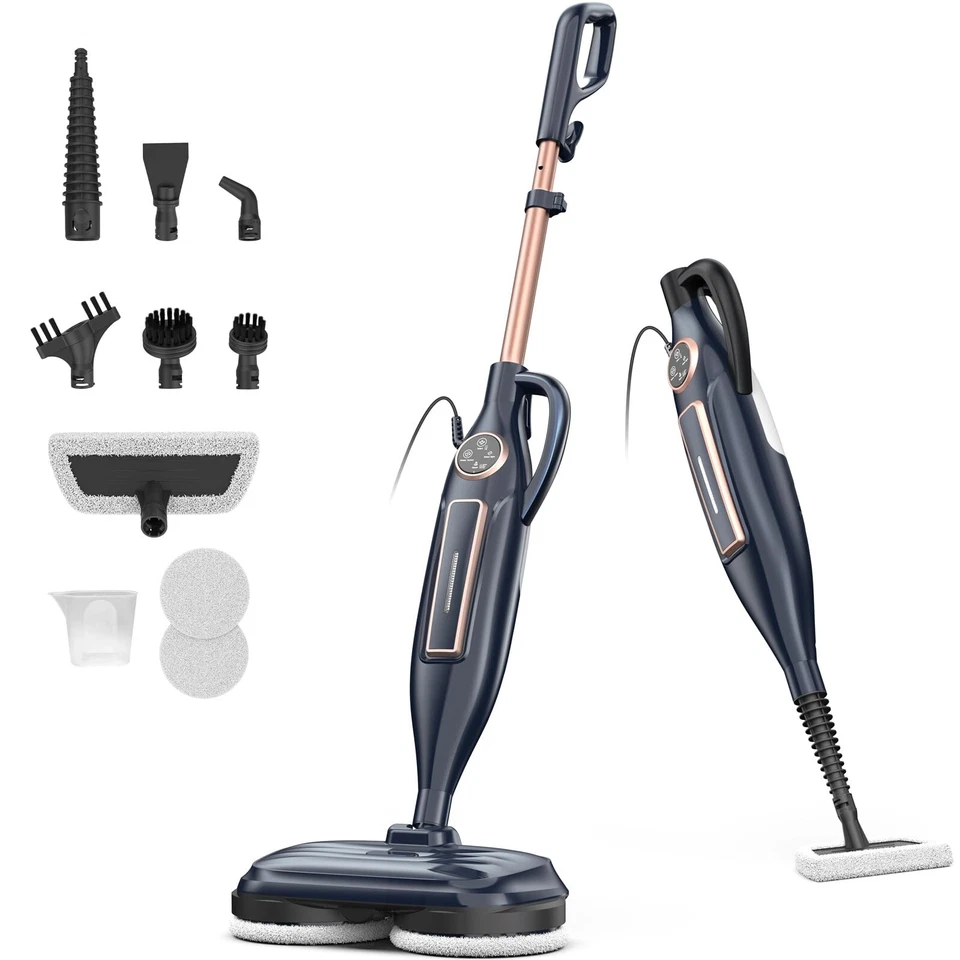 DEVOAC VM6 Scrubbing Steam Mop with Rotating Mop Pads, 10 in 1 Steam Mop, Lightweight