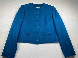 VTG Pendleton Women's 100% Virgin Wool Button Crop Jacket Green Turquoise USA - Picture 1 of 14