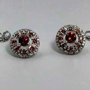 18K White Gold Cognac & White Diamond Earrings MTGW 0.721ct Metal 3.53grams - Picture 1 of 12