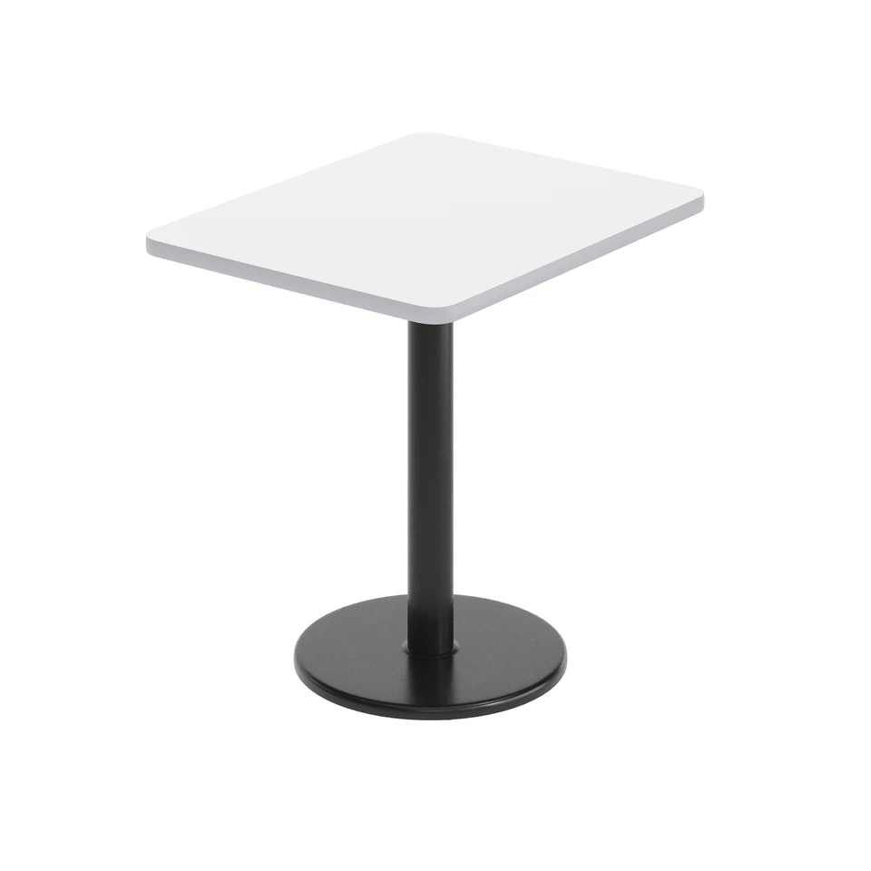 Graniss 24'' x 30'' White Rectangular Laminate Table Top with Black 18" Round... - Image 1 of 1
