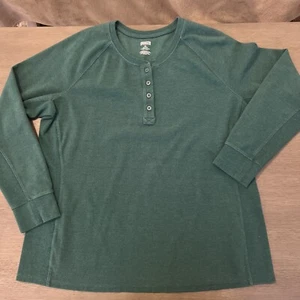 Duluth Trading Camicia Donna 2XL Verde Scuro Henley Termica Manica Lunga Abbigliamento da Lavoro - Foto 1 di 10