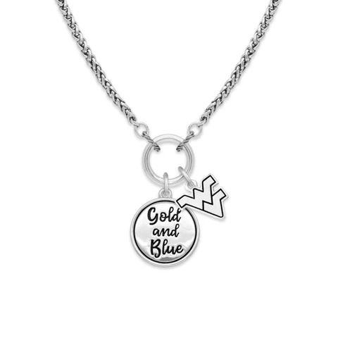West Virginia Mountaineers Gold and Blue Twist and Shout Silver Necklace Jewelry Cover