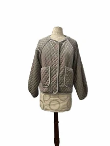 New Zara Kids Girls Velvet Quilted Taupe Jacket Snap Button SZ 11-12 - Picture 1 of 5