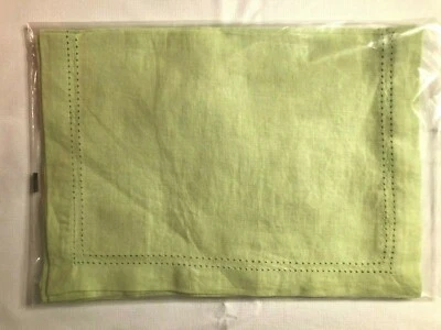 Juego de 4 manteles individuales Williams Sonoma Celadon verde doble dobladillo de lino Foto 1 de 2