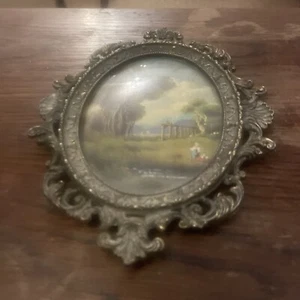 Antique Oil Painting Miniature Signed Italian Framed Approx 6" - Picture 1 of 9