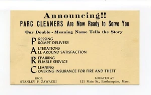 Easthampton MA Postkarte, Stanley Zawacki, Parc Cleaners, 121 Main Street - Bild 1 von 2