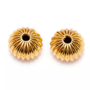8 Pcs 12X8mm Corrugated Rondelle Bead 18k Gold Plated Jewelry - Picture 1 of 3