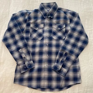 Dixxon Flannel The Midway Pearl Snap Shirt Men Small Blue White - Picture 1 of 6