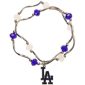 Los Angeles Dodgers Crystal Beads Bracelet Licensed MLB Baseball Jewelry - Picture 1 of 3