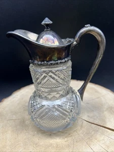 Antique Silver Plated Crystal Pitcher Meriden B Company 1868-1893 - Picture 1 of 8