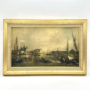 Vintage Wall Art Made In Italy Gold Colored Frame Venice? 17.75 X 12 Inch - Picture 1 of 10