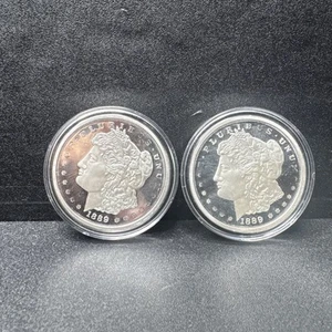 Two 1889 CC Carson City Morgan Dollar "Copy" - Picture 1 of 9