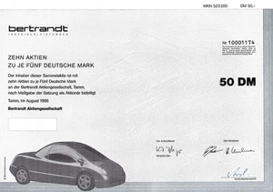 Bertrandt AG, Tamm, 1996 (10 Aktien zu 5 DM = 50 DM) - nicht entwertet !! - Picture 1 of 1