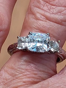 Tacori Size 5 Sterling Silver And 3 CZ Ring Carved Band - Picture 1 of 10