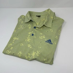 Adidas Polo Shirt Mens Medium Yellow/Gray/Blue Prime Green Polyester - Picture 1 of 5