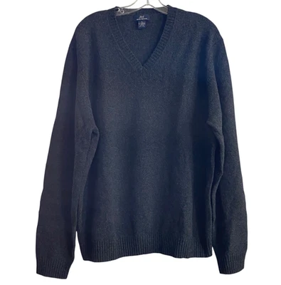 Мужской свитер Brooks Brothers XL серый из овечьей шерсти кашемировой смеси пуловер с V-образным вырезом - Изображение 1 из 4