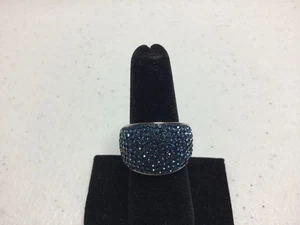 Anillo de acero inoxidable cristal azul pavé de diseñador JCM - Talla 8 - Imagen 1 de 7